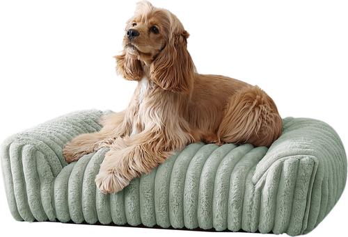 Show full view: Arlee Home & Pet Saddle Sofa Memory Foam Orthopedic Dog Bed with Removable Cover, Sage, Medium slide 2 of 6
