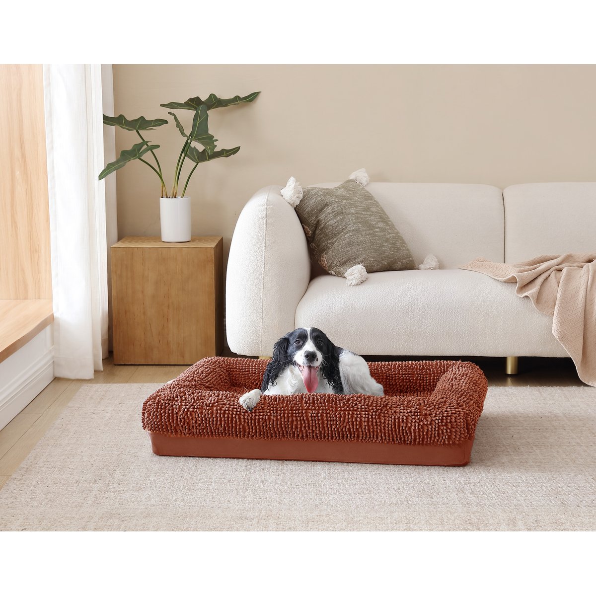 Arlee Home & Pet Slumber Box Ultimate Memory Foam Orthopedic Dog Bed with Removable Cover, Terracotta, Medium