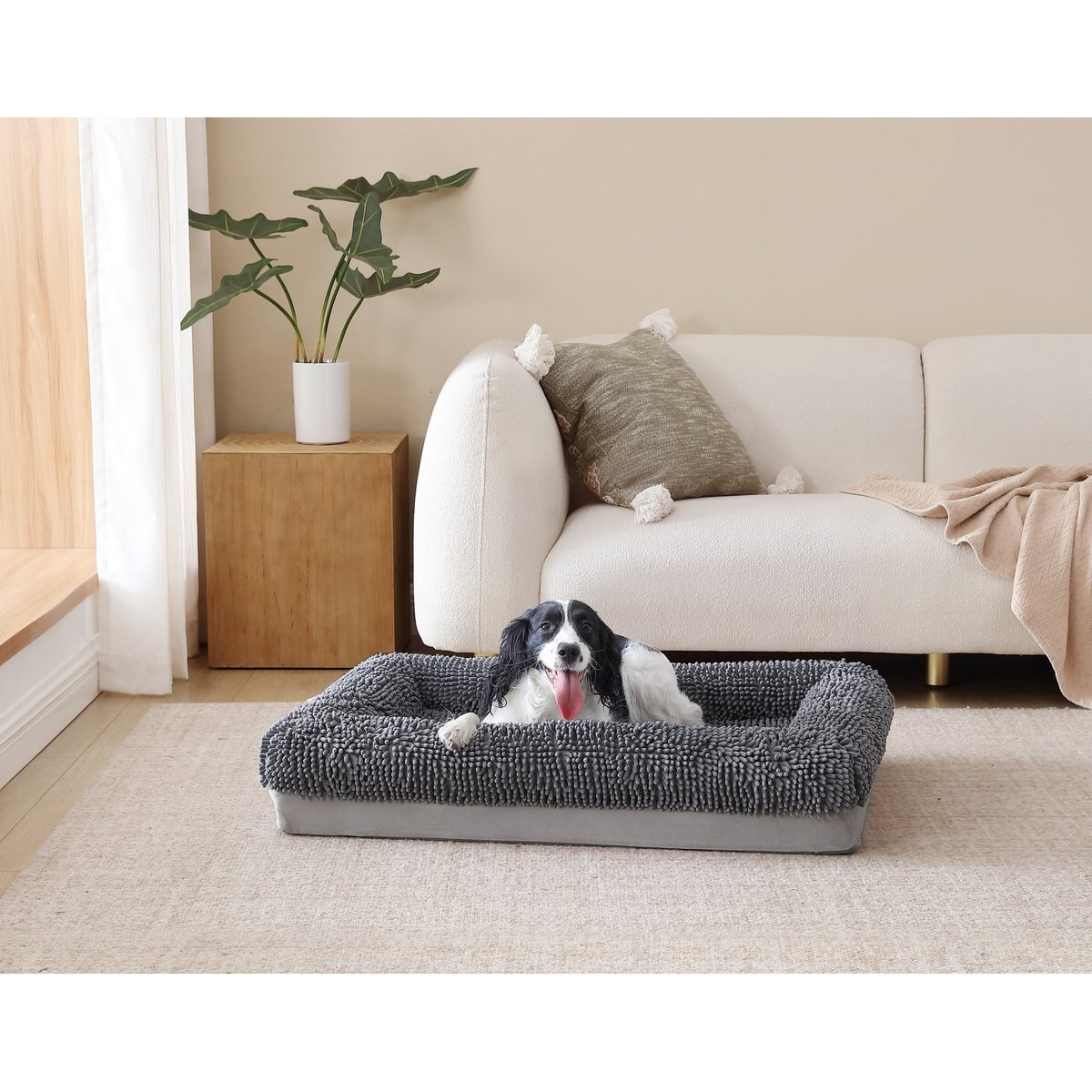 Arlee Home & Pet Slumber Box Ultimate Memory Foam Orthopedic Dog Bed with Removable Cover, Grey, Medium