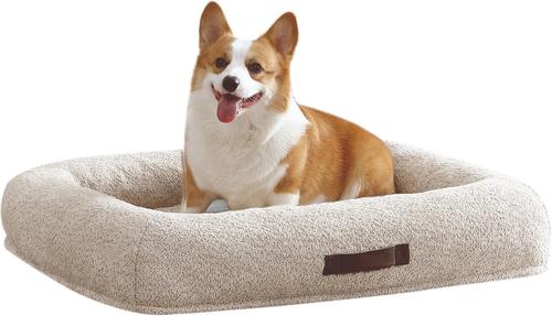 Show full view: Arlee Home & Pet Bumper Box Memory Foam Orthopedic Dog Bed with Removable Cover, Tan, Large slide 2 of 6