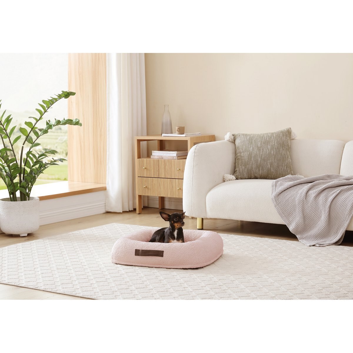 Arlee Home & Pet Bumper Box Memory Foam Orthopedic Dog Bed with Removable Cover, Petal, Small