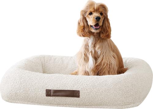 Show full view: Arlee Home & Pet Bumper Box Memory Foam Orthopedic Dog Bed with Removable Cover, Cream, Medium slide 3 of 7