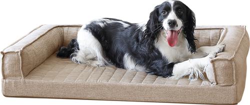 Show full view: ThermaTec Cooling Mod Sofa Memory Foam Orthopedic Dog Bed with Removable Cover, Tan, Large slide 2 of 6
