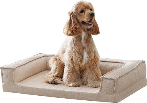 Show full view: ThermaTec Cooling Mod Sofa Memory Foam Orthopedic Dog Bed with Removable Cover, Tan, Medium slide 2 of 6