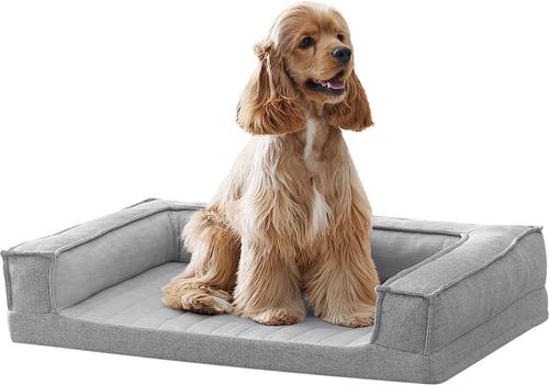 Show full view: ThermaTec Cooling Mod Sofa Memory Foam Orthopedic Dog Bed with Removable Cover, Grey, Medium slide 2 of 6
