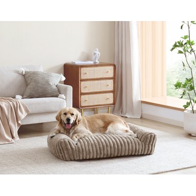 Arlee Home & Pet Arlee Home & Pet Saddle Sofa Memory Foam Orthopedic Dog Bed with Removable Cover, Tan, Large