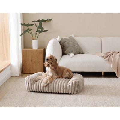Arlee Home & Pet Arlee Home & Pet Saddle Sofa Memory Foam Orthopedic Dog Bed with Removable Cover, Tan, Medium