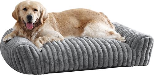 Show full view: Arlee Home & Pet Saddle Sofa Memory Foam Orthopedic Dog Bed with Removable Cover, Grey, Large slide 3 of 7
