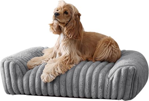 Show full view: Arlee Home & Pet Saddle Sofa Memory Foam Orthopedic Dog Bed with Removable Cover, Grey, Medium slide 2 of 6