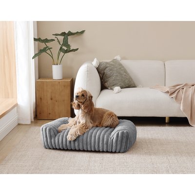 Arlee Home & Pet Arlee Home & Pet Saddle Sofa Memory Foam Orthopedic Dog Bed with Removable Cover, Grey, Medium