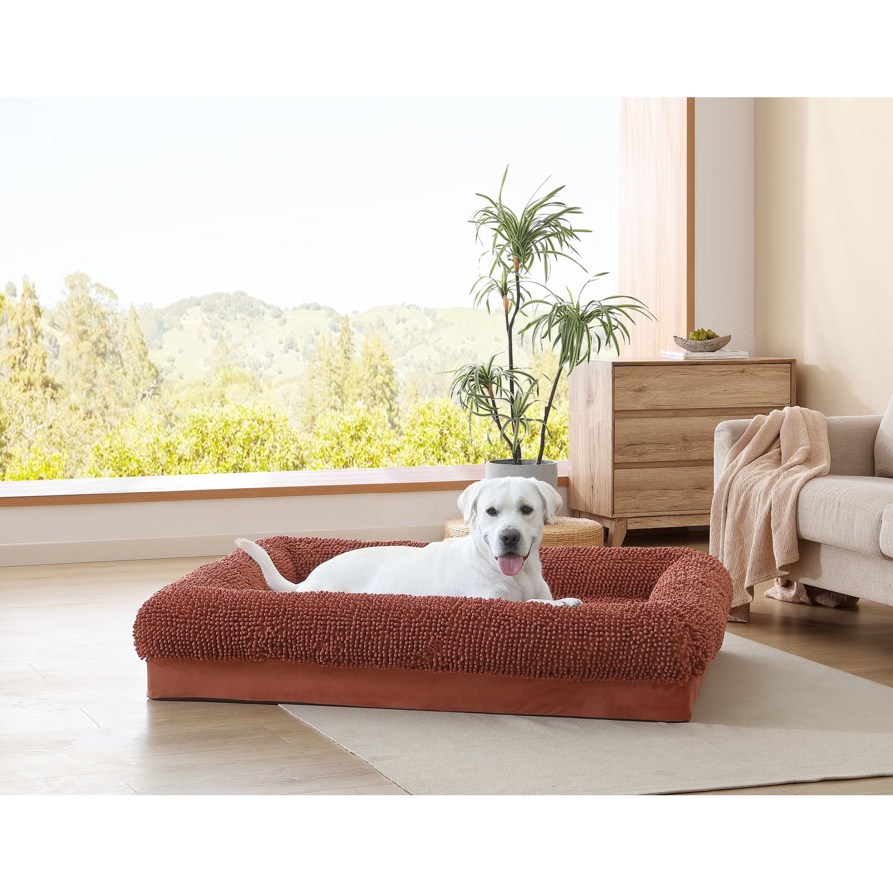 Arlee Home & Pet Slumber Box Ultimate Memory Foam Orthopedic Dog Bed with Removable Cover, Terracotta, Large