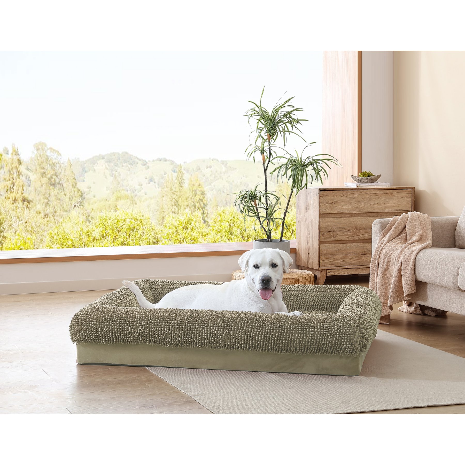 Arlee Home & Pet Slumber Box Ultimate Memory Foam Orthopedic Dog Bed with Removable Cover, Taupe, Large