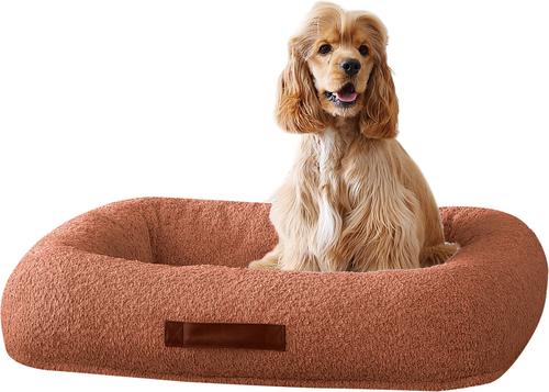 Show full view: Arlee Home & Pet Bumper Box Memory Foam Orthopedic Dog Bed with Removable Cover, Terracotta, Medium slide 2 of 6