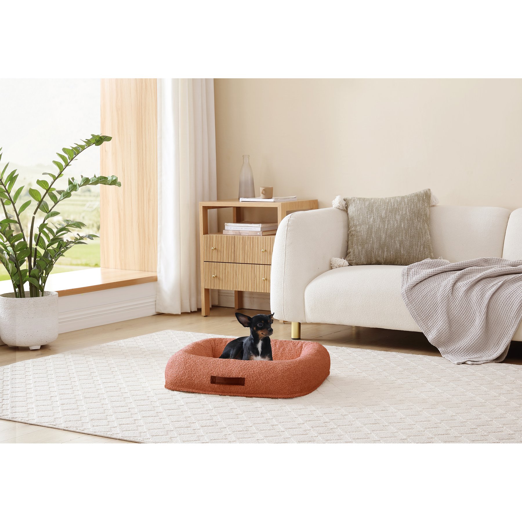 Arlee Home & Pet Bumper Box Memory Foam Orthopedic Dog Bed with Removable Cover, Terracotta, Small