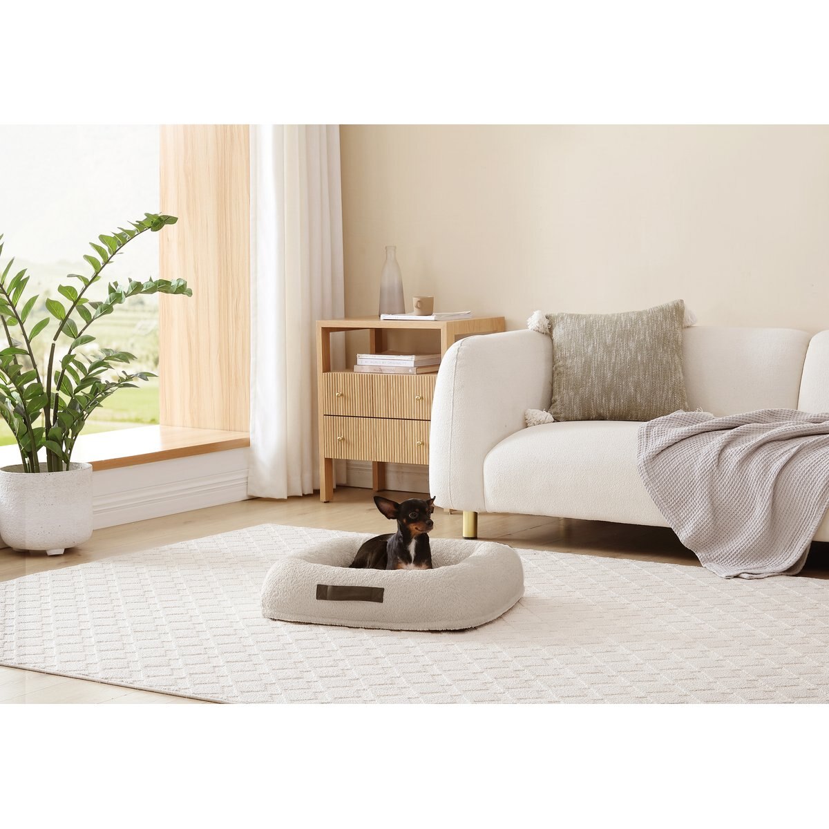 Arlee Home & Pet Bumper Box Memory Foam Orthopedic Dog Bed with Removable Cover, Tan, Small