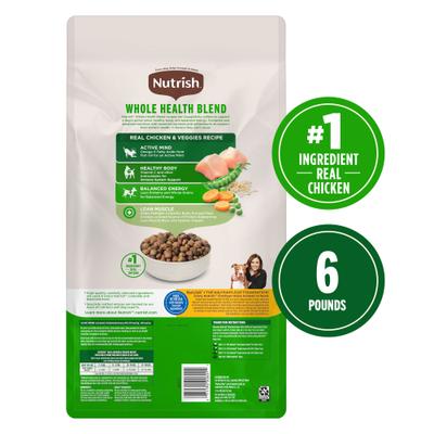Show full view: Nutrish Whole Health Blend Real Chicken & Veggies Recipe Dry Dog Food, 6-lb bag slide 3 of 13