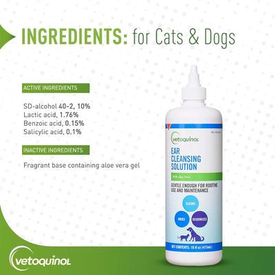 Show full view: Vetoquinol Ear Cleaning Solution for Dogs & Cats, 16-fl oz bottle slide 7 of 15