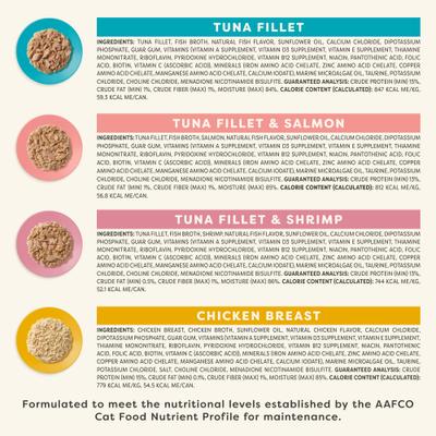 Show full view: Applaws Vitality Chicken & Seafood Variety Pack Grain-Free Bits in Broth Wet Cat Food, 2.47-oz can, case of 24 slide 4 of 9