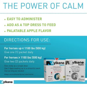Vetoquinol Zylkene Equine Behavior Support Apple Flavor Powder Horse Supplement 2000 mg, 20 count