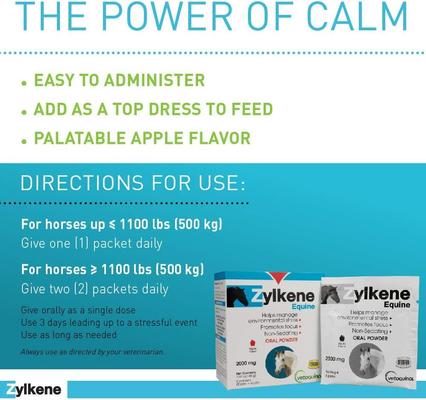 Show full view: Vetoquinol Zylkene Equine Behavior Support Apple Flavor Powder Horse Supplement 2000 mg, 20 count slide 3 of 11