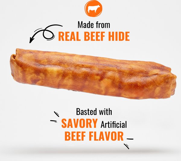 Show full view: Good 'n' Fun Rolls Beef Flavor-Basted Dog Treat Chew, Large, 2 count slide 4 of 10