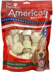 Pet Factory American Beefhide 4 to 5-inch Assorted Natural Flavored Bones & Chip Rolls Chewy Dog Treats, 10 count