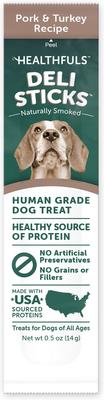 Show full view: Healthfuls Deli Sticks Pork & Turkey Human-Grade Gluten-Free Soft & Chewy Dog Treats, 10 count bag slide 4 of 10