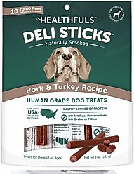 Healthfuls Deli Sticks Pork & Turkey Human-Grade Gluten-Free Soft & Chewy Dog Treats, 10 count bag