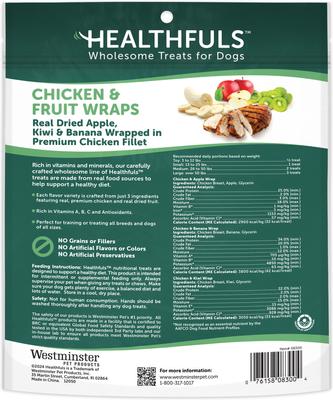 Show full view: Healthfuls Chicken & Fruit Wraps Dehydrated Dog Treats, 16-oz bag slide 3 of 4