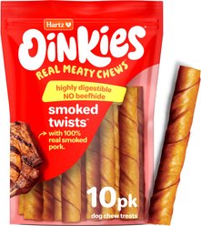 Hartz Oinkies Smoked Twists with 100% Real Smoked Pork Rawhide-Free Natural Dog Treats, 10 count