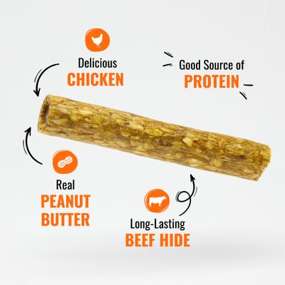 Show full view: Good 'n' Fun Stuffed Rolls Chicken, Peanut Butter & Beef Flavor Dog Treat Chew, 8-oz bag slide 4 of 11