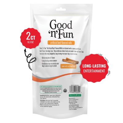 Show full view: Good 'n' Fun Rolls Beef Flavor-Basted Dog Treat Chew, Large, 2 count slide 3 of 11