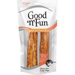 Good 'n' Fun Rolls Beef Flavor-Basted Dog Treat Chew, Large, 2 count