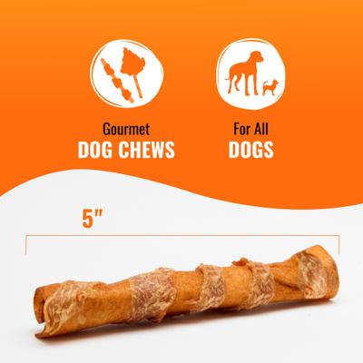 Show full view: Good 'n' Fun Chicken Wrapped Small Rolls Triple Flavor Chicken, Peanut Butter & Pork Dog Treat Chew, 4 Count slide 5 of 10