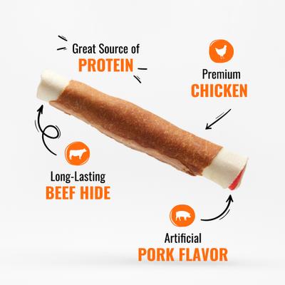 Show full view: Good 'n' Fun Chicken Wrapped Large Rolls Triple Flavor Pork, Chicken & Beef Dog Treat Chew, 6 Count slide 4 of 11