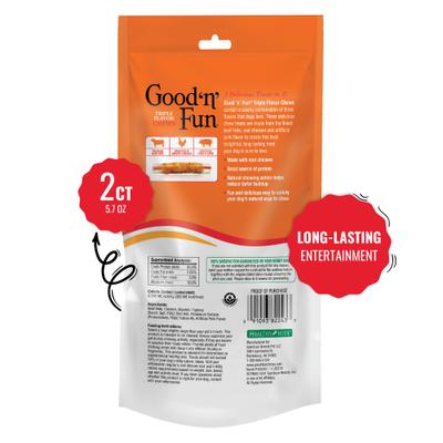 Show full view: Good 'n' Fun Chicken Wrapped Large Rolls Triple Flavor Pork, Chicken & Beef Dog Treat Chew, 2 Count slide 3 of 11