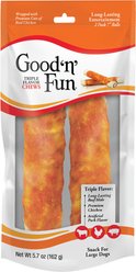 Good 'n' Fun Chicken Wrapped Large Rolls Triple Flavor Pork, Chicken & Beef Dog Treat Chew, 2 Count