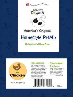 Show full view: Healthy Dogma Homestyle PetMix Chicken Dehydrated Dog Food, 2-lb bag slide 3 of 5