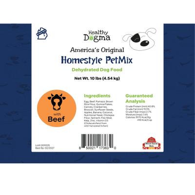 Show full view: Healthy Dogma Homestyle PetMix Beef Dehydrated Dog Food, 10-lb bucket slide 3 of 5