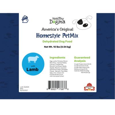 Show full view: Healthy Dogma Homestyle PetMix Lamb Dehydrated Dog Food, 10-lb bucket slide 3 of 5