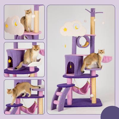 Show full view: Happy & Polly Moonlight Deluxe 65-in Plush Cat Tree Condo, Purple, X-Large slide 3 of 8