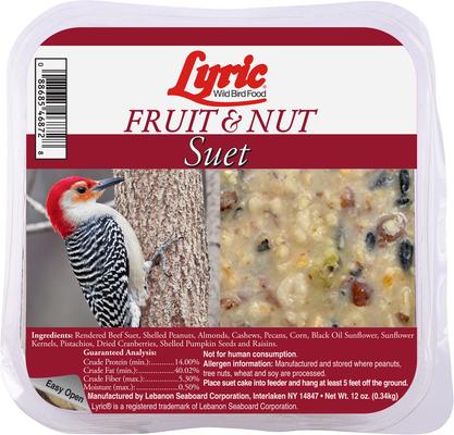 Show full view: Lyric Fruit & Nut Suet Cakes Wild Bird Food, 12-oz tray, 12 count slide 2 of 9