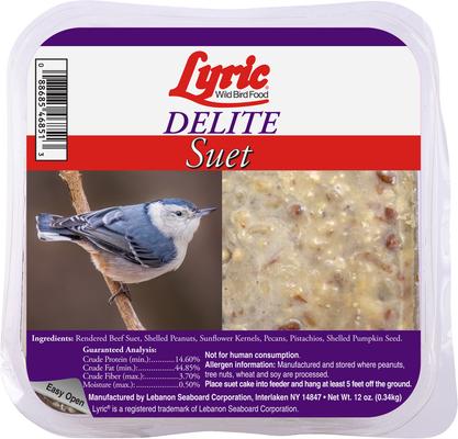 Show full view: Lyric Delite High Protein Wild Bird Seed Suet Cake Wild Bird Food, 12-oz tray, 12 count slide 2 of 8