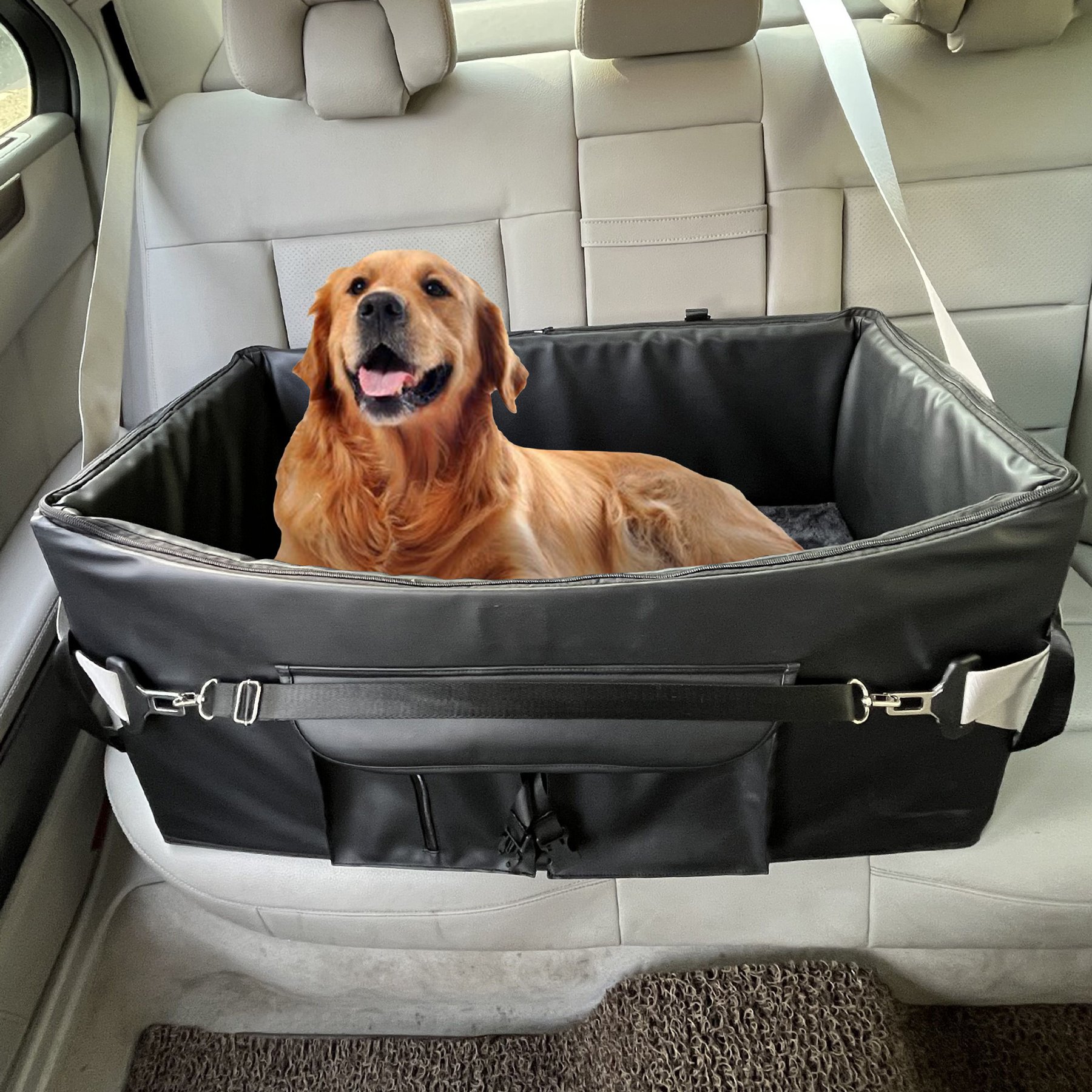 RYPetmia 2 Safety Belt Dog Car Seat, Black