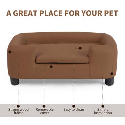 Show full view: RYPetmia Modern Elevated Dog Sofa Bed, Brown, Large slide 6 of 10