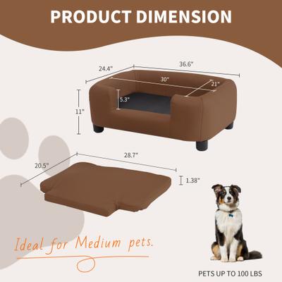 Show full view: RYPetmia Modern Elevated Dog Sofa Bed, Brown, Large slide 7 of 10