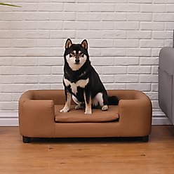 RYPetmia Modern Elevated Dog Sofa Bed, Brown, Large