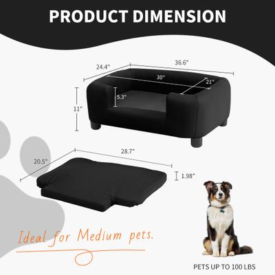 Show full view: RYPetmia Modern Elevated Dog Sofa Bed, Black, Large slide 8 of 10