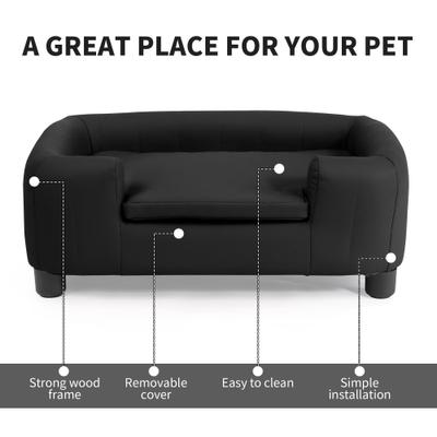 Show full view: RYPetmia Modern Elevated Dog Sofa Bed, Black, Large slide 7 of 10