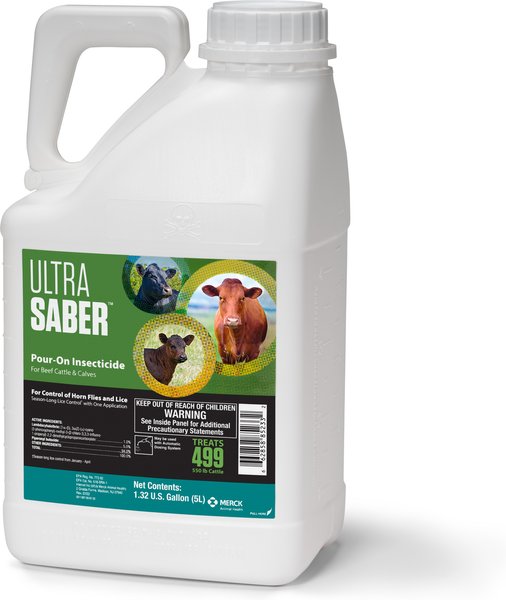 ULTRA SABER Pour-On Insecticide Fly & Insect Control for Cattle, 5 ...